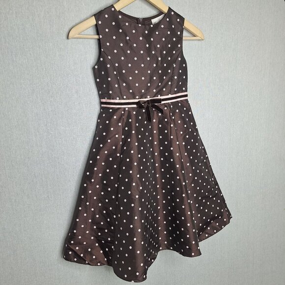 💙 Rare Editions Girls Full Skirt Polkadot Midi Dress Size 8 Preppy Coquette For - Picture 8 of 10
